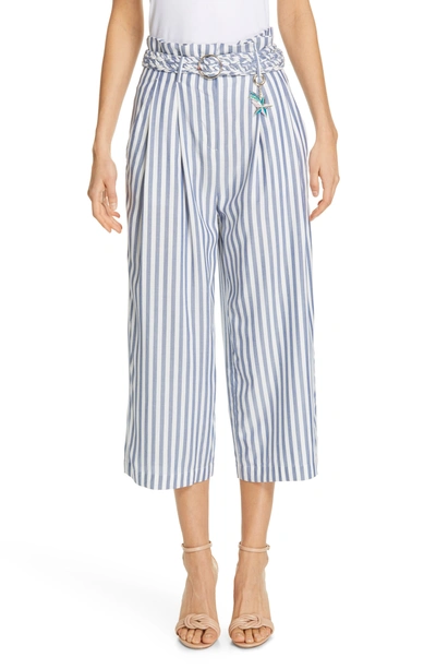 Ted Baker Colour By Numbers Delyn Striped Crop Pants In Bright Blue