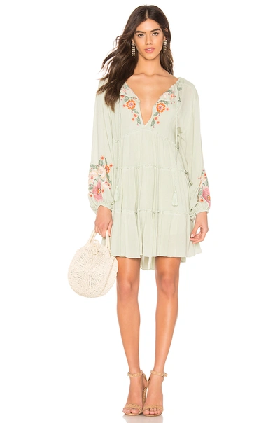 Free People Spell On You Embroidered Minidress In Green