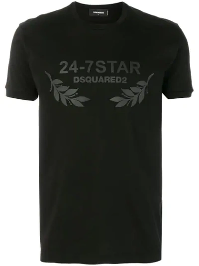 Dsquared2 24-7 Printed Cotton Jersey T-shirt In Black