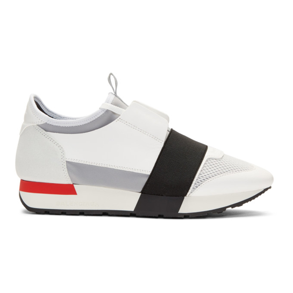 Balenciaga Race Runner Leather, Suede, Mesh And Neoprene Sneakers In White  | ModeSens