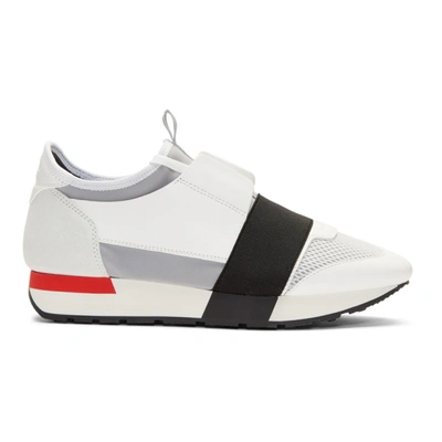 Balenciaga Race Runner Leather, Suede, Mesh And Neoprene Sneakers In White