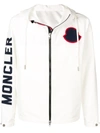 Moncler Sleeve Logo Print Hooded Jacket In White