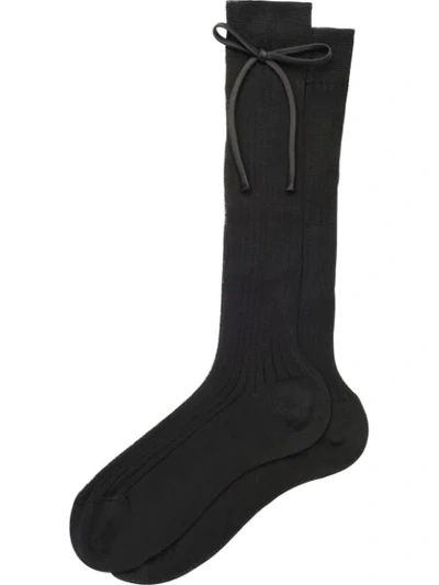 Prada Ribbed Knit Socks In Black