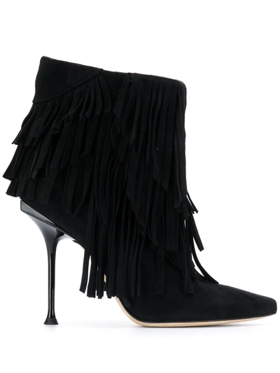 Sergio Rossi 105mm Sr Milano Suede Ankle Boots In Black