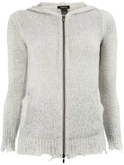 Avant Toi Distressed Knitted Jacket In Grey