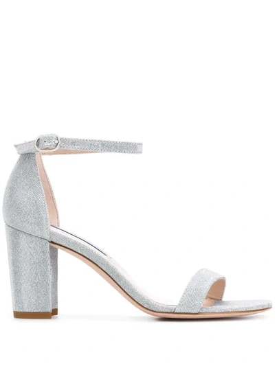 Stuart Weitzman Ankle Strap Sandals In Silver