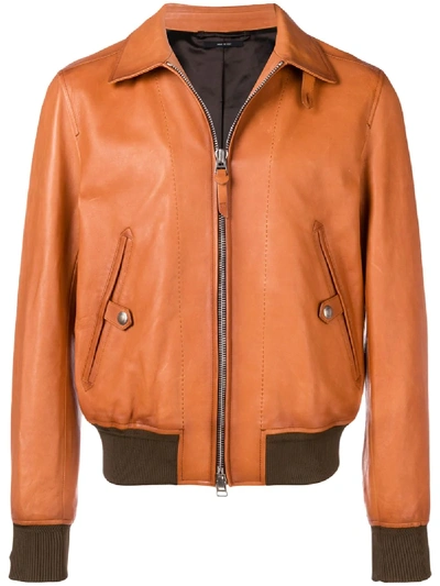 Tom Ford Classic Collar Bomber Jacket In M04 Brown