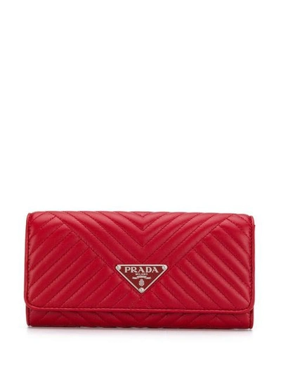 Prada Diagramme Wallet In Red