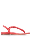 Del Carlo Thong Strap Sandals In Red