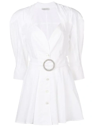 Attico Belted Party Dress In White