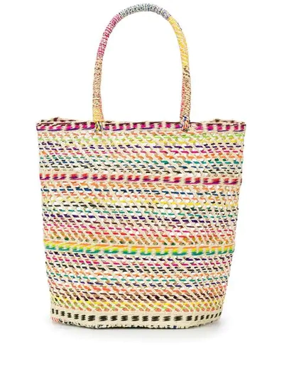 Sensi Studio Striped Woven Tote In Neutrals