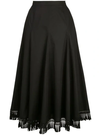 Andrew Gn High Waisted Tassel Skirt In Black
