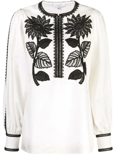 Andrew Gn Sunflower Blouse In White