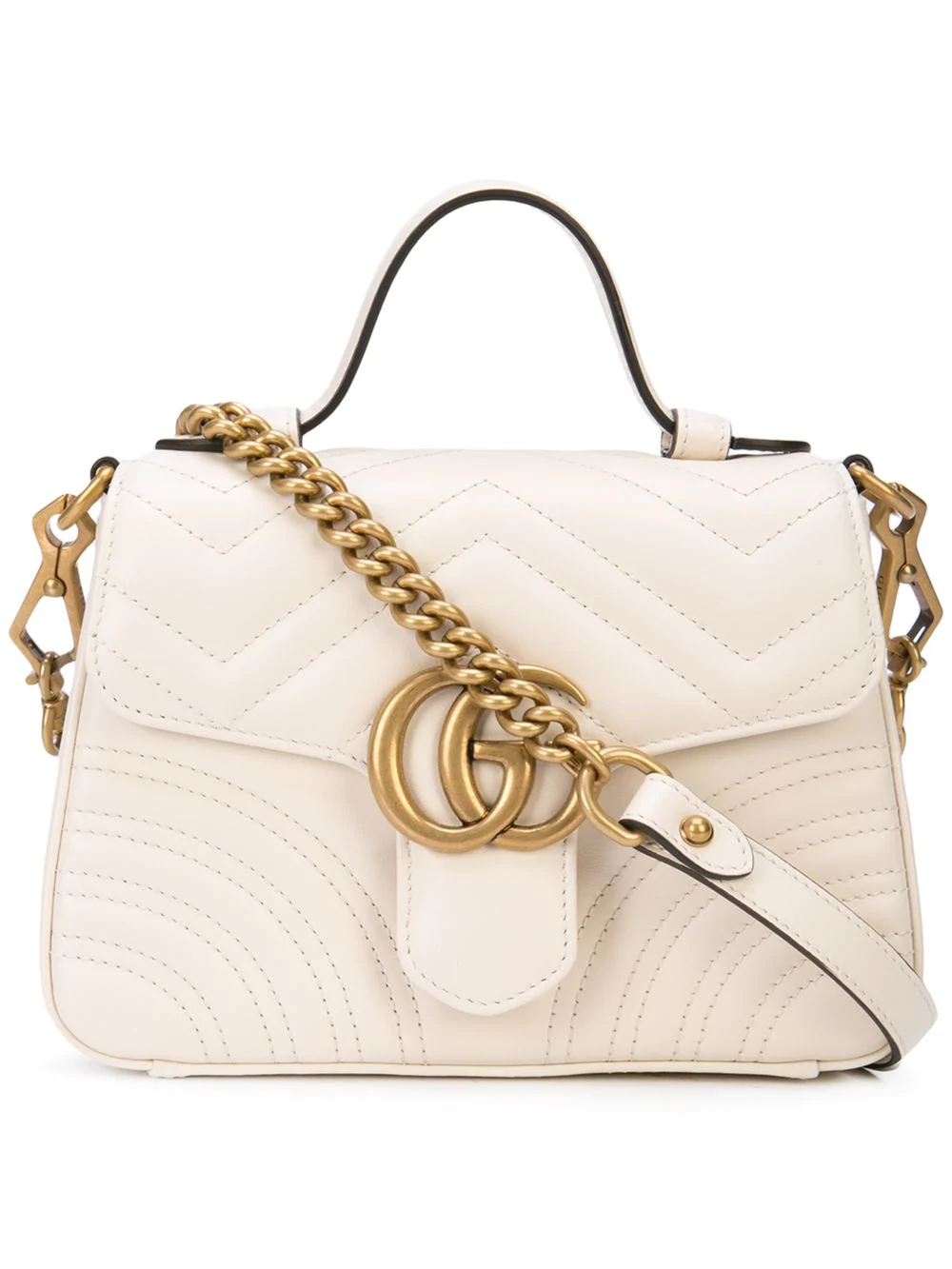 Gucci Gg Marmont Mini Top Handle Bag - White In M.White/M.9022 | ModeSens