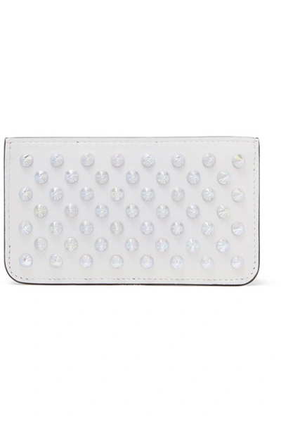 Christian Louboutin Credilou Spiked Leather Cardholder In White