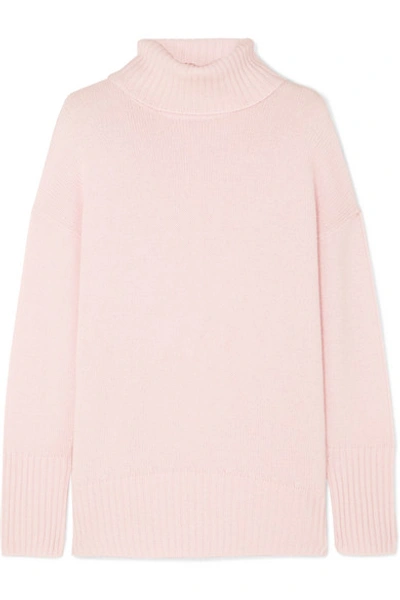 Allude Cashmere Turtleneck Jumper In Pastel Pink