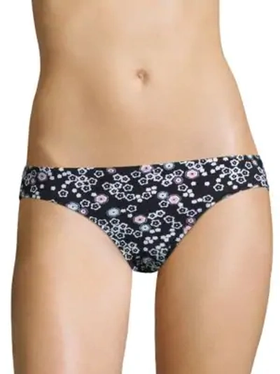 Kisuii Floral-print Bikini Bottom In Black Multi
