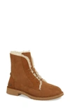 Ugg Quincy Leather And Sheepskin Lace Up Boots In Chestnut Suede