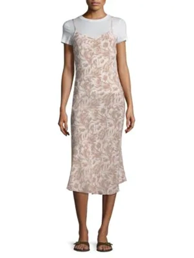 Becken Women's Bias Floral Silk Slip Dress In Blush