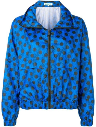 Kenzo Wavy Dots Windbreaker Jacket In Blue