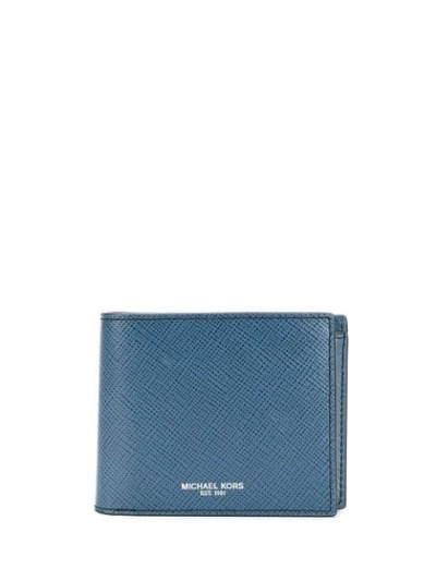 Michael Michael Kors Logo Embossed Wallet In Blue