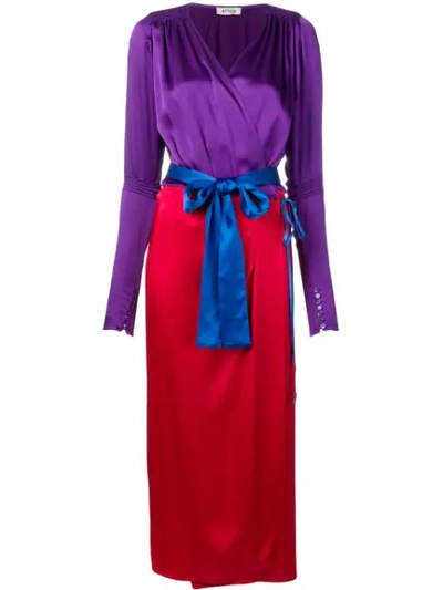 Attico Colour Block Wrap Dress In Purple