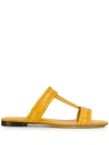 Tod's Crocodile-effect Flat Sandals In Yellow