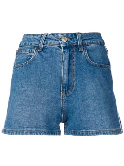 Gcds High Waisted Denim Shorts In Blue