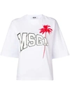 Msgm Palm Tree Logo Print T In White