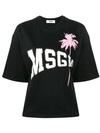 Msgm Logo Palm Tree T-shirt In Black