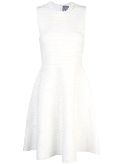 Lela Rose Fitted Sleeveless Dress In White