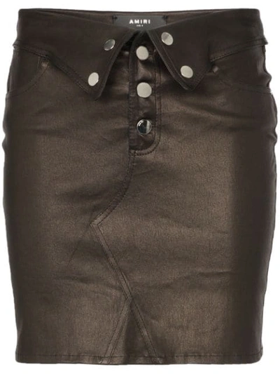 Amiri Fold Over Leather Skirt In Black
