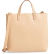 Madewell Small Transport Leather Crossbody Tote - Beige In Linen
