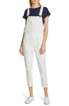 Frame Le Garcon Crop Boyfriend Overalls In Blanc