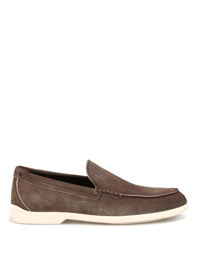 Tod's Shaded Suede Casual Loafers In Brown
