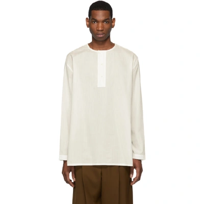 Lemaire Off-white Mesh Henley In 060 Cream