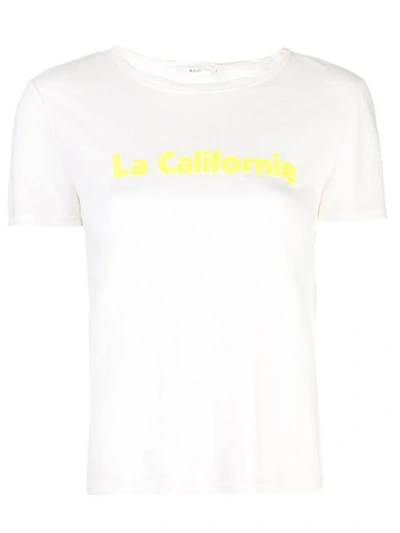 A.l.c La Californie Wordmark Linen Tee In White Neon Yellow