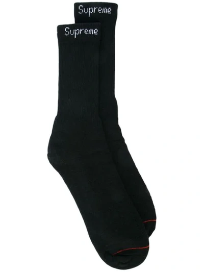 Supreme Logo Knitted Socks In Black