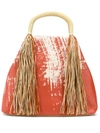 Issey Miyake Tasseled Tote In Orange