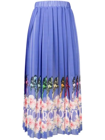 Ultràchic Pleated Maxi Skirt In Blue