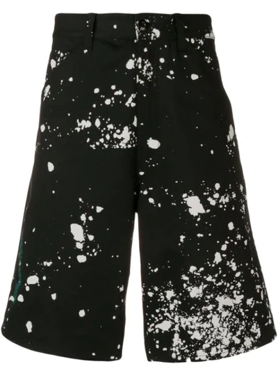 Oamc Splatter Bermuda Shorts In Black