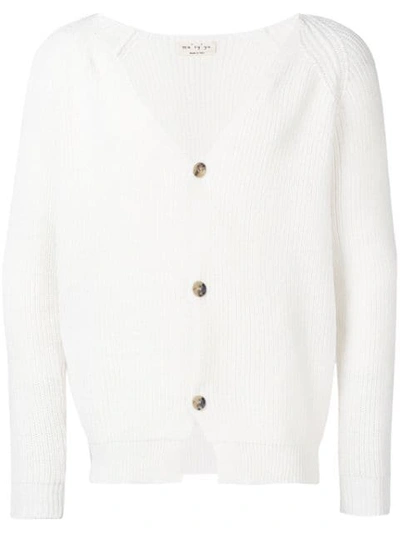 Ma'ry'ya V-neck Button Cardigan In White