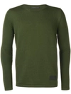 Prada Logo Patch Jumper In Green