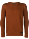 Prada Logo Patch Jumper In Brown