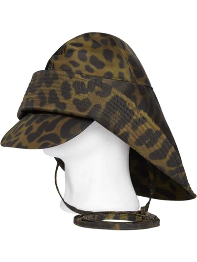 Burberry Animal Print Rain Hat In Green