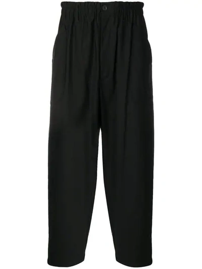 Yohji Yamamoto Loose Cropped Trousers In Black