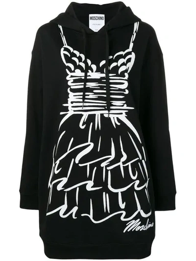 Moschino Graphic Hoody Dress In Black