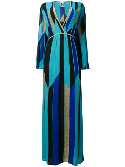 M Missoni Printed Knit Maxi Dress In Blue