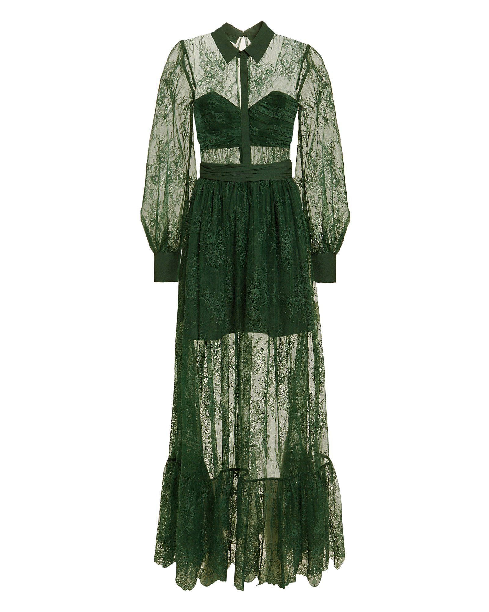 lace maxi dress green