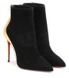 Christian Louboutin Delicotte 100 Suede And Mirrored-leather Ankle Boots In Cm6s Black Gold